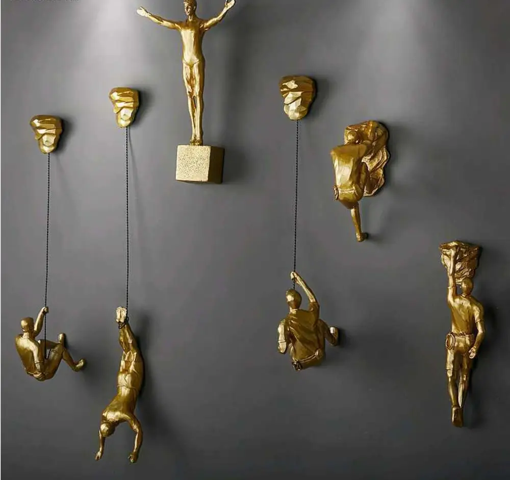 調節可能なゴールドレトロロックキャラクター彫刻背景壁家の装飾ボタン登山像