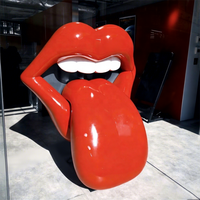 Sculpture en fibre de verre Lèvres et langue rouges, Art urbain, Art moderne, Statue décorative paysagère publique, Sculpture Pop Art Lèvres pour galerie