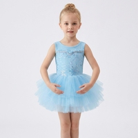 Vestido de Ballet sin Mangas para Niñas, con Falda de Malla con Lentejuelas, Brillante, para Práctica, Entrenamiento, Danza, Actuación, Disfraz de Escenario