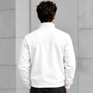 Blouson zippé en polaire blanc pour homme, col montant, respirant, style sportif, vêtement d'extérieur d'automne, coupe régulière, en polyester tricoté - Product Image 2