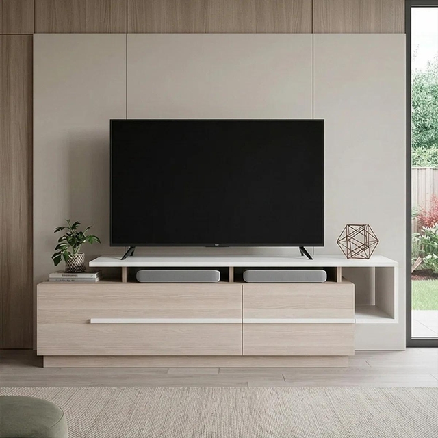 Modern Style Wooden Extendable TV Stand Modular Cabinet Set Luxury Living Room Entertainment Center Media Console Storage