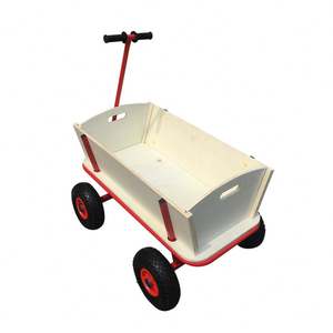 四輪空気入りタイヤ キッズワゴン 密閉型 木製ガーデンカート 木製パネル付き TC1812 - Product Image 6