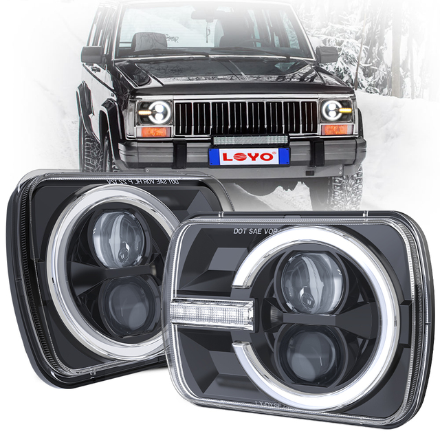 LOYO Factory OEM New Square Led Headlight With DRL Offroad Truck Driving Headlight for 1986-1995 Jeep Wrangler YJ