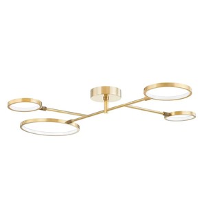 Lámpara de Techo Semi-Pendiente Moderna de Lujo con Detalles en Latón y Conchas de Capiz |   Iluminación Elegante para Comedor de Hotel y Espacios Abiertos - Product Image 4