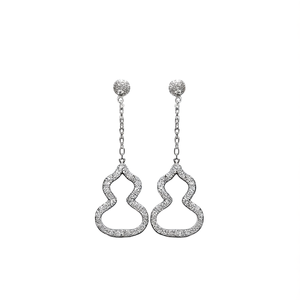 Orecchini Pendenti in Oro Bianco con Cristalli e Strass, Micro Incastonatura, Trendy, da Festa, Moda Femminile - Product Image 1