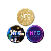 Muestra gratis personalizada NFC213 pegatina en el teléfono ISO14443A Anti-Metal 25MM Social Share NFC Tag