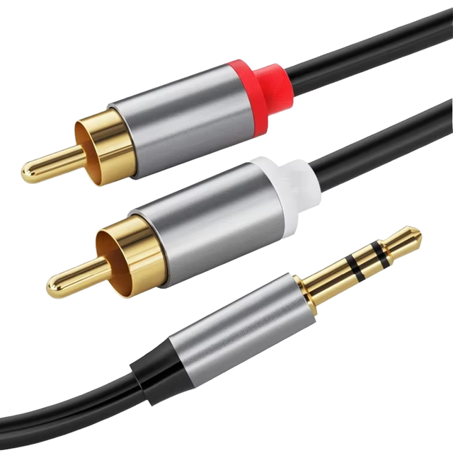 Wholesale Pure Copper PVC Dual Gold-Plated 3.5mm Stereo Aux Male Dual 2 RCA Male Audio Y Cable for Microphone Speaker