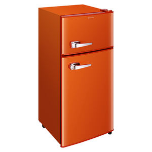 Réfrigérateurs à congélateur supérieur à double porte rétro 102L neufs, réfrigérateur <span class=keywords><strong>vintage</strong></span> avec poignées et thermostat réglable - Product Image 4