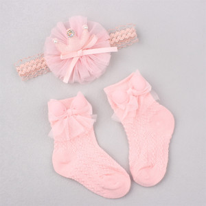 Đơn Giản Và Phong Cách Cotton Thoáng Khí Bow Hình Bé Headband Và Vớ Đặt Cho Trẻ Em Của Vớ - Product Image 4