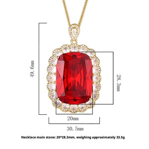 Collier pendentif en zircon coloré plaqué or cuivre, serti clos, 20*28mm, tendance et écologique, pour femme, usage quotidien, vente en gros - Product Image 6