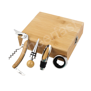 Bộ Dụng Cụ Mở Nút Chai Gỗ Rượu Vang Xinh Xắn Hộp Gỗ Tre <span class=keywords><strong>4</strong></span> Món Phụ Kiện Tre Bộ Dụng Cụ Mở Rượu Và Bộ Quà Tặng Dụng Cụ Mở Tre - Product Image 3