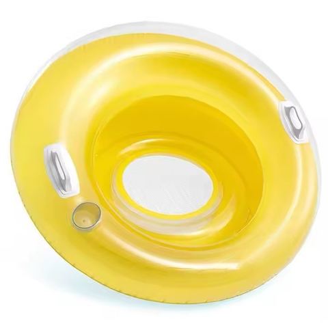 Hypoallergenic Transparent Summer Holiday Kid Adult Swimming Pool Inflatable Float Ring with Safety Handle