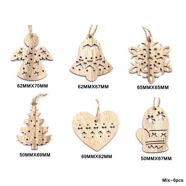 Multi Style Creative Wood Craft Christmas Wooden Pendants Ornaments Kids Gift DIY Xmas Tree Ornament Christmas Party Decorations