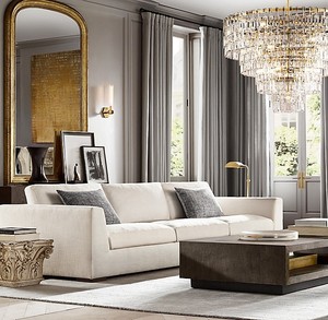 Ensemble <span class=keywords><strong>de</strong></span> canapés Rhoohill personnalisé en <span class=keywords><strong>tissu</strong></span> <span class=keywords><strong>de</strong></span> lin blanc <span class=keywords><strong>de</strong></span> luxe, style rétro, pour salon, villa, meubles <span class=keywords><strong>de</strong></span> salon - Product Image 1
