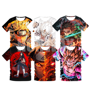 Atacado Mens Manga Curta Poliéster Esportes T-shirt All Over Impressão 3d Digital Impresso T-shirt Verão Anime Moda T Shirt