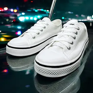 Scarpe da tennis Bresa Canvas 860 con punta tonda e lacci, bianche, per tutte le stagioni, casual. - Product Image 3