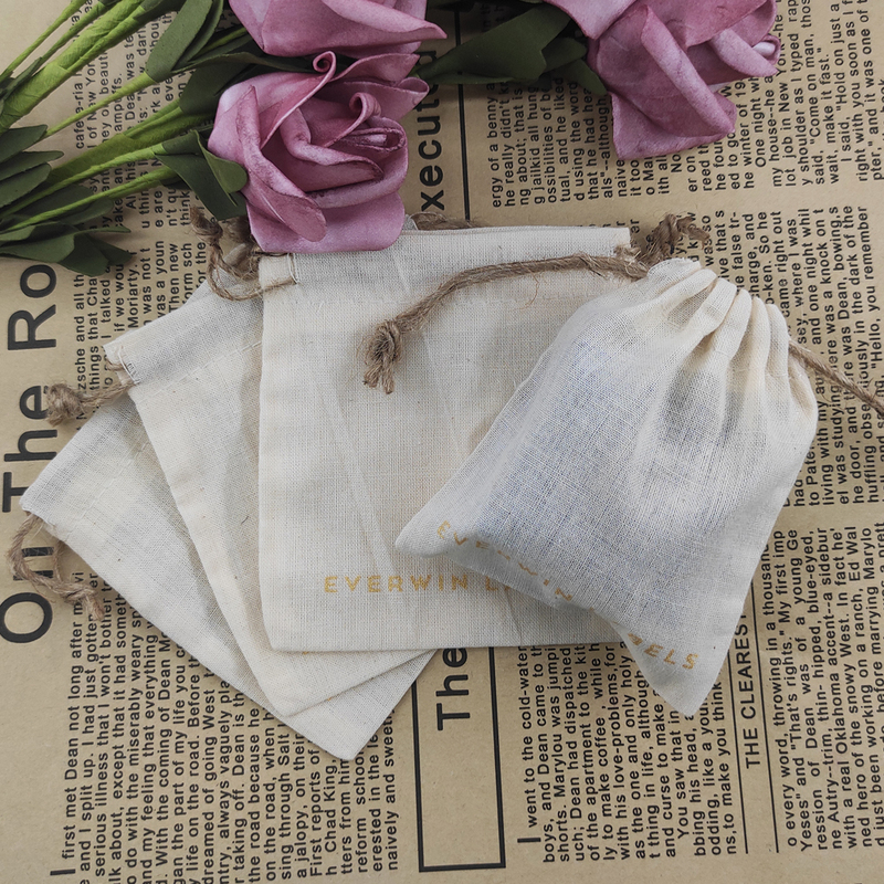 Customized Logo Muslin Cotton Drawstring Bag