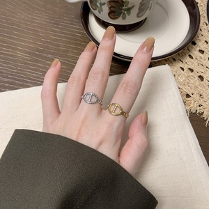 Bague en acier inoxydable de haute qualité, plaquée or 18 carats, ouverte, épaisse, motif feuille de bambou, étanche, pour femme - Product Image 2