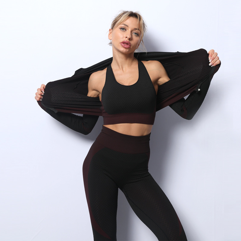 3 piezas manga larga + sujetador + leggings (cd8ca4)