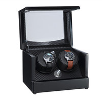 Remontoir de montre à moteur automatique luxueux 2 fentes LED Light Montres de stockage sûres-Boîtes de montre