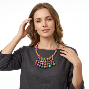 Collar llamativo con cuentas chapadas en oro de colores, unisex, estilo bohemio, con varias capas, forma de bola, joyería para fiestas, regalo - Product Image 2
