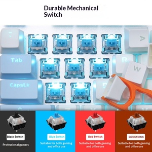 Clavier mécanique <span class=keywords><strong>Darou</strong></span> EK815, 108 touches, version en alliage, noir, bleu, rouge, axe Tea, rétroéclairage monochrome, USB, design ergonomique pour les jeux - Product Image 3
