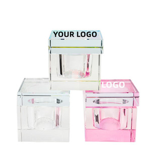 Tapa de cristal transparente para tazas de lavado de <span class=keywords><strong>uñas</strong></span>, almacenamiento de polvo, líquido, monómero acrílico, tapa antiderrame, plato cuadrado de vidrio para <span class=keywords><strong>uñas</strong></span> - Product Image 1