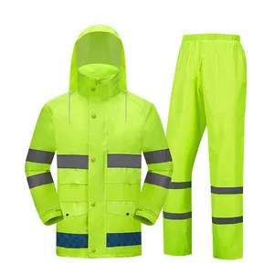Factory Impermeable Waterproof Reflective Strip Rainsuit Raincoat For Adults With Hood Impermeables Para Lluvia