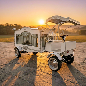 European Style China New Style Hearse Retro Electric Funeral Carriage Coffin Car Silver Hearse for Sale - Product Image 1