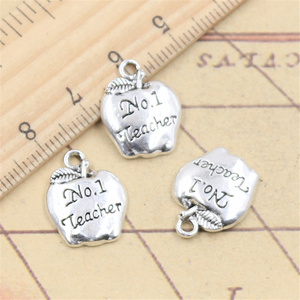 Dijes en forma de <span class=keywords><strong>manzana</strong></span> Apple NO.1 Profesor Colgantes de color plateado Manualidades DIY Fabricación de hallazgos Joyería <span class=keywords><strong>tibetana</strong></span> hecha a mano - Product Image 2