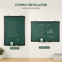 Tableau noir mural vert avec cadre en aluminium noir, tableau d'écriture magnétique pour salle de classe, bureau, école, maison