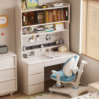 Bureau d'étude en bois de caoutchouc et métal, design moderne carré, panneau perforé, rangement flexible, ludique, pour la maison et le bureau
