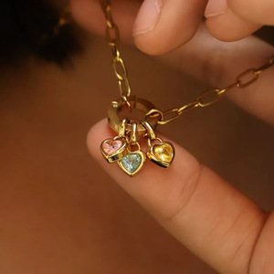 Colgante de circonita cuadrada con dije de piedra de nacimiento chapado en oro de 18 quilates, resistente al agua, de Manna, para collar DIY - Product Image 6