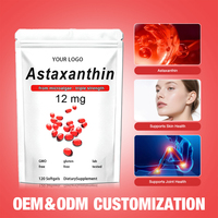 Gélules d'astaxanthine 12 mg à marque privée OEM/ODM, antioxydant, 60 unités, favorise la santé des yeux, des articulations et de la peau