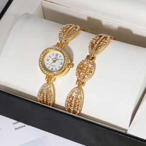 Wholesale Fashion Cute Women Rhinestones Gold <b>Bracelet</b> Watch Set - Product Image 2