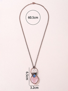 จี้หินโรสควอตซ์รูป<span class=keywords><strong>หัวใจ</strong></span>ชุบทองโบราณ สำหรับเด็ก รุ่น B7775 ของขวัญเครื่องประดับสุดอินเทรนด์ - Product Image 6