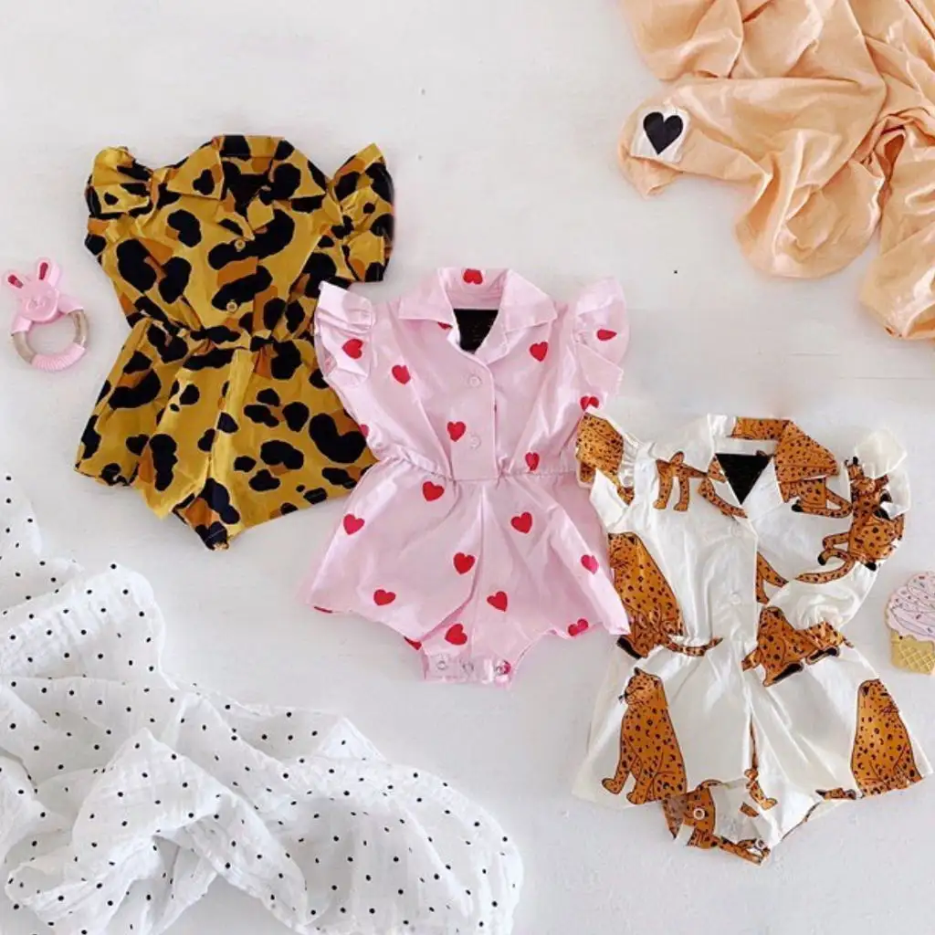 Cross-Border Fashion Musim Panas Anak-anak, Baju Monyet Bayi Balita Anak Perempuan Baru Lahir Motif Anak-anak Musim Panas Grosir Mode Populer Amerika Eropa