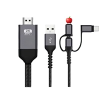 Câble de mise en miroir d'écran HDTV Micro USB pour Android, trois-en-un, projection d'écran HD pour téléphone portable iPhone, conducteur à âme en cuivre