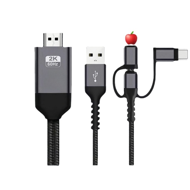 Android Type C Micro USB Three-in-One HDTV Screen Mirroring Cable for iPhone Mobile Phone with Copper Core Conductor