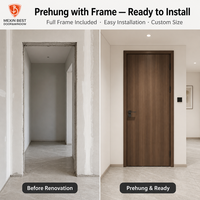 Puerta Interior Moderna de Madera Mexin Precolgada con Marco y Panel, Aislamiento Acústico para Dormitorio, Apartamento, Renovación del Hogar