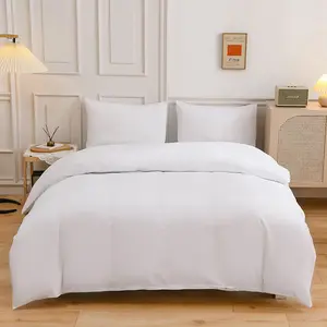 Desain Baru Penjualan Laris Set Tempat Tidur Warna Solid Serat Mikro Katun Sikat Ganda Ramah Empat Potong Seprai Sarung Bantal Set Tempat Tidur