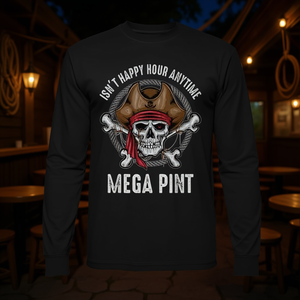 T-Shirt a Maniche Lunghe Mega Pint con Design Teschio Pirata, Collo Tondo, Unisex per Adulti, Promozionale - Product Image 3