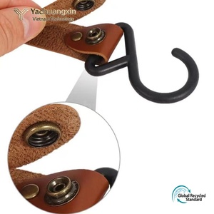 Outdoor camping <b>S</b>-shaped <b>hook</b> portable storage lanyard <b>hook</b> PU leather triangle shelf <b>hook</b> customization - Product Image 3