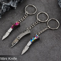 AD1 B-96 Vente flash - Mini couteau porte-clés - Acier inoxydable 3CR13MOV - Super petit - Mignon - Couteau pliant multi-usages pour le camping