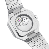 Montre automatique carrée HANBORO en or rose pour homme, avec date, phases de lune, mécanique, cristal, 10 bars, bracelet en acier, montre de ville pour affaires