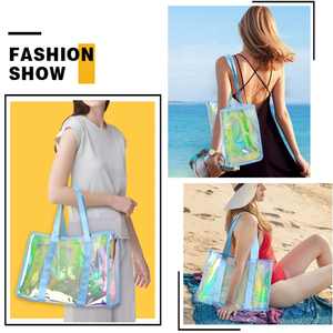 Bolsa de Playa de PVC Impermeable y Resistente a la Arena de Gran Capacidad para Mujer, con Bolsillo para Teléfono con Pantalla Táctil y Correas de Hombro Extensibles - Product Image 6