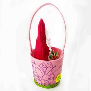 Cesta de huevos de Pascua de tela no tejida rosa para decoración infantil, talla única - Product Image 2