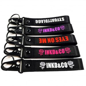2026 New Trending Wholesale Eco-Friendly Promotional Short Lanyard Carabiner Fabric Woven <b>Keyring</b> Strap Custom Keychain - Product Image 4