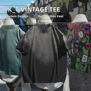 1. เสื้อยืดผู้ชาย <span class=keywords><strong>K</strong></span>_T Streetwear แบบสั่งทำพิเศษ ผ้าฝ้ายถัก 100% ล้างสีแบบแอซิดวอช สไตล์วินเทจ ขาดๆ แบบดิสเทรส แห้งเร็ว ระบายอากาศได้ดี สำหรับผู้ชาย - Product Image 2
