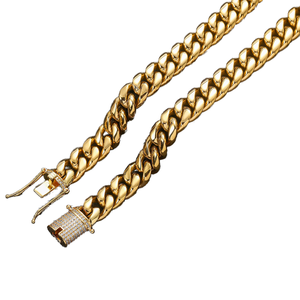 BESXL0342 collana a maglie cubane Miami 8mm 24-30 pollici in acciaio inossidabile con zircone stock di regali Unisex per bambini - Product Image 2